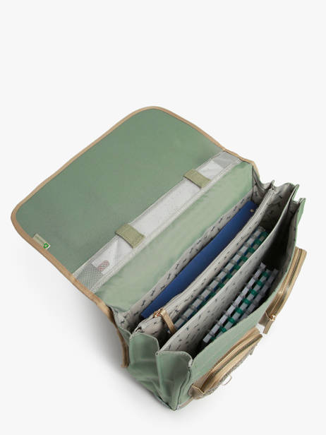 Boekentas Kinderen 3 Compartimenten Cameleon Groen vintage fantasy CA41 ander zicht 3